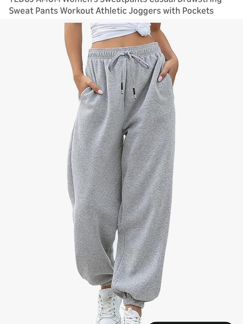 Amazon Gray Wide-Leg Drawstring Joggers